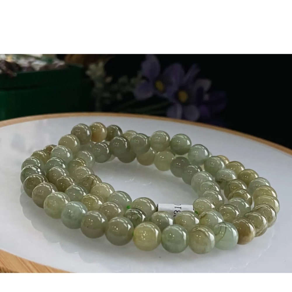 Natural 8mm Myanmar Grade A jade Jadeite lady's Necklace 20 inches.